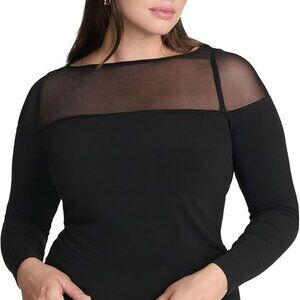 Eloquii Elements Mesh Panel Long Sleeve Top